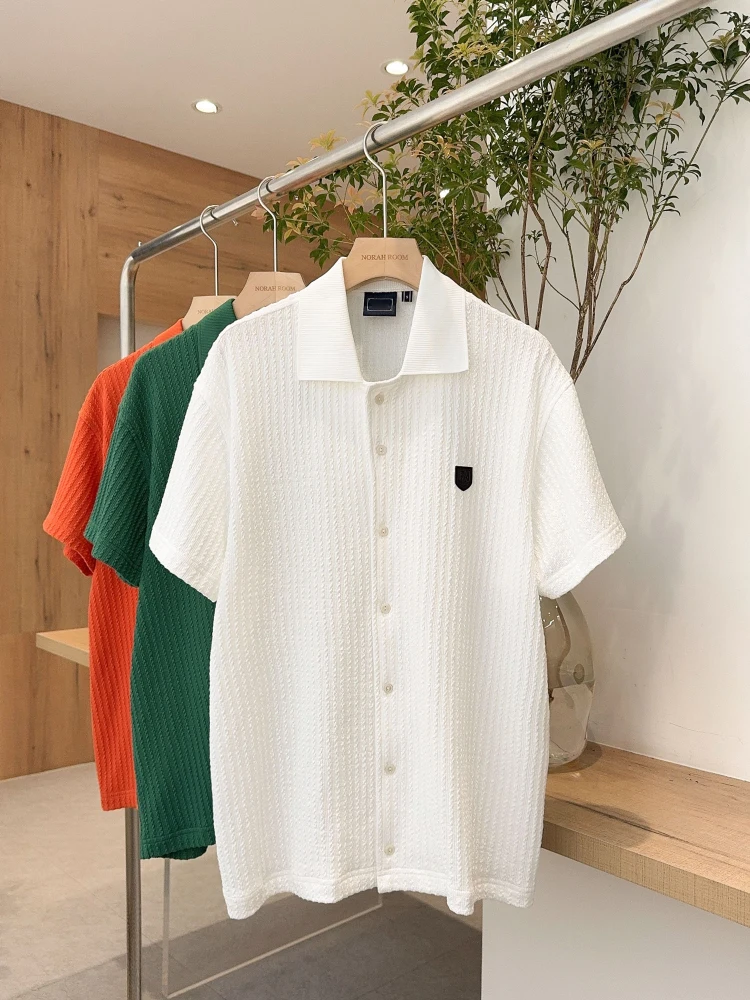 

Nok Xiaola Authentic Brand Knitted ort Sve T-irt Summer 2025 Casual Sle Pure Color Button Detail Straight Cut