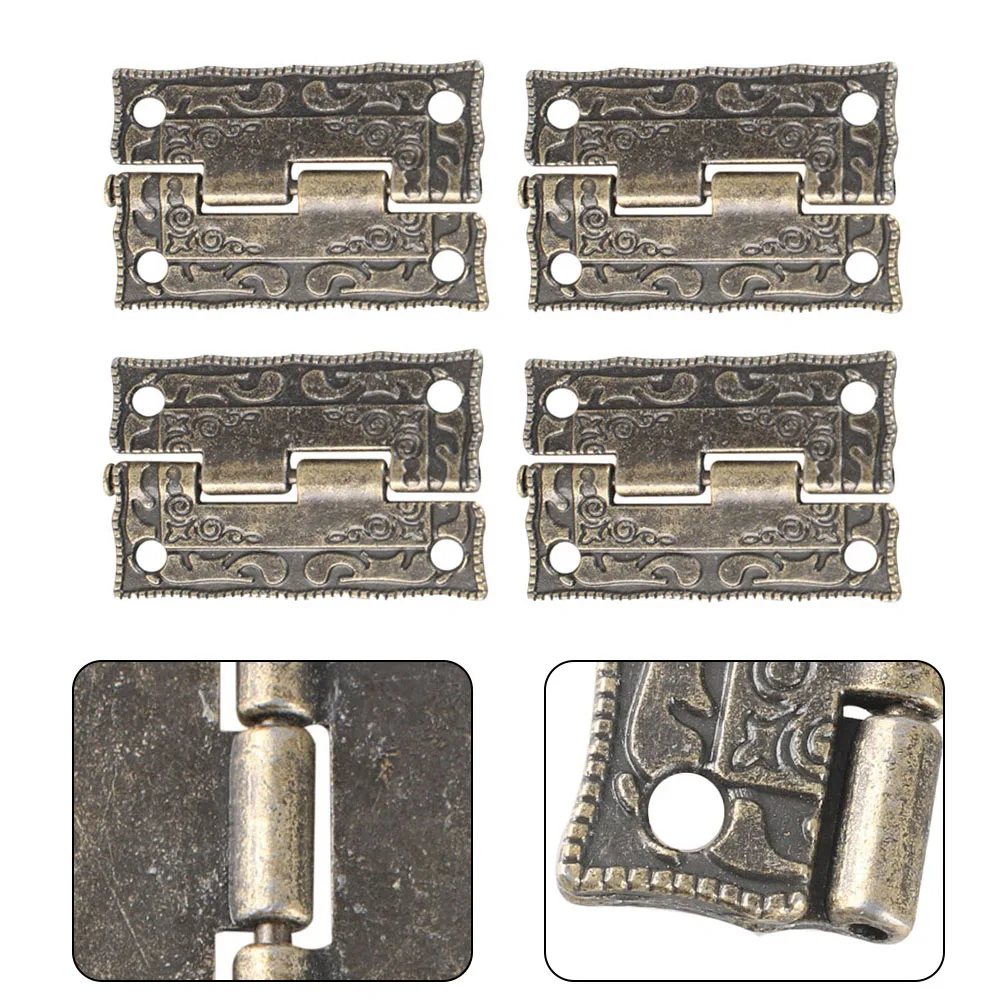 4PCS Antique Printing Hinge Wooden Box Zinc Alloy Hinge Accessories With Screws Cabinet Drawer Furniture Hardware