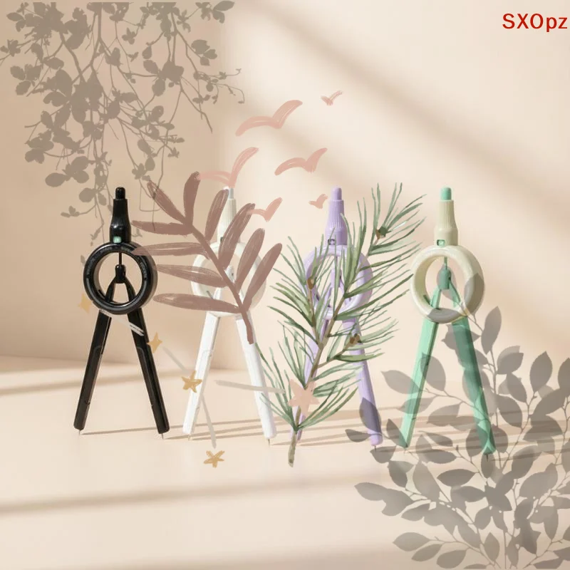 Digital Display Push Button Compass: Multifunctional Drawing Tool ABS Integrated Ruler Scale Primary Students