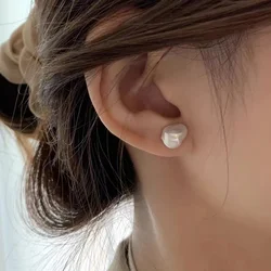 Delicate small flash Baroque irregular Natural Freshwater Shaped Pearl Earrings 10-12mm 925 Sterling Silver Small Earrings EJ