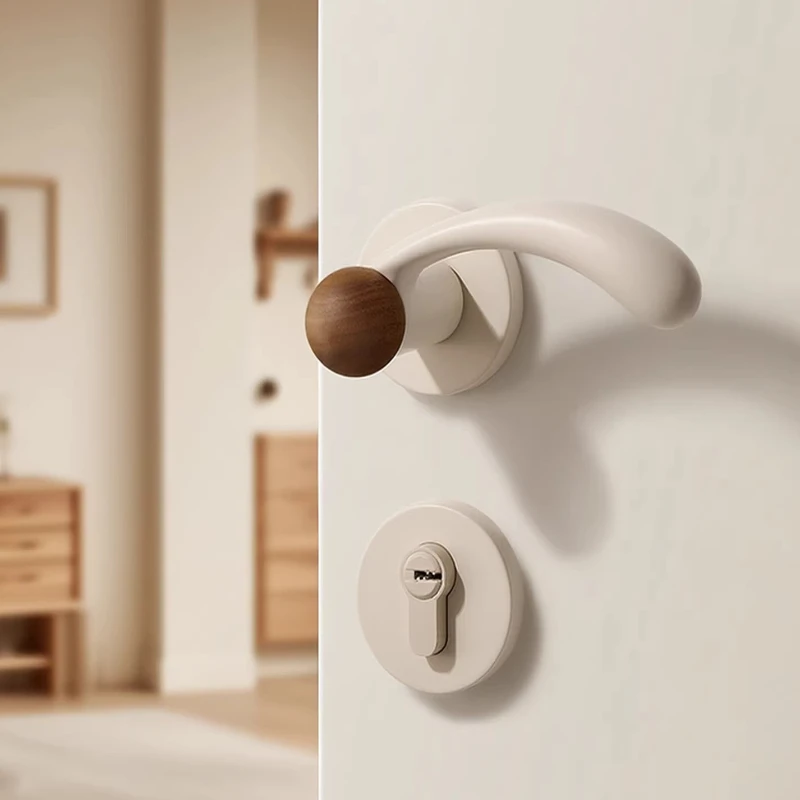 

Кремовый антикварный замок для спальни, магнитный бесшумный замок для деревянных дверей, бежевая ручка для межкомнатных дверей