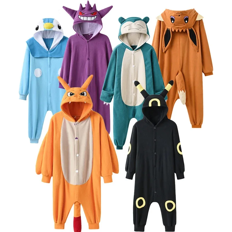 2025 New Children Charizard Onesie For Kids Gengar Kigurumi Umbreon One-Piece Pajama Eevee Full Body Suit Girl Halloween Cosplay