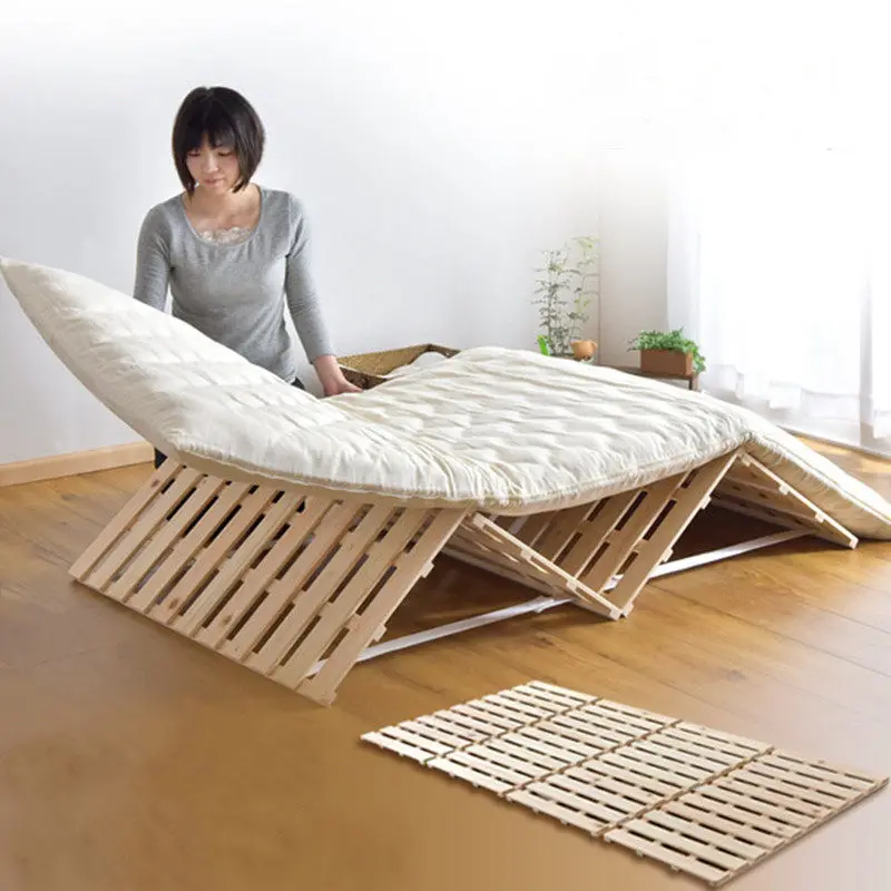 

Four-fold floor bunk heightened moisture-proof bed board tatami breathable row skeleton bed paulownia solid wood lunch break bed