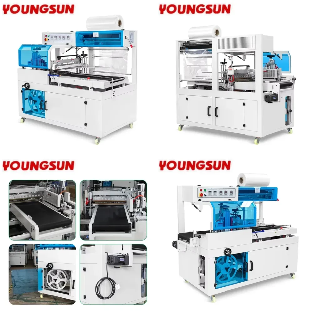 

YOUNGSUN BF450 L-type Film Coating Bar Sealer Heat Shrink Automatic Sealing and Cutting Packaging Machine with Shrink Tunnel