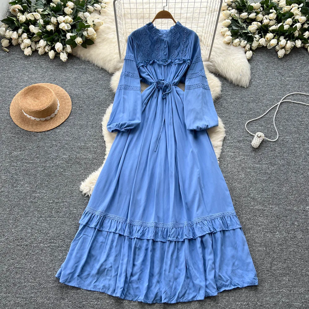Chic vintage Sexy Spliced Elegant Fairy Summer  Women Boho Sundress women clothing Long dress