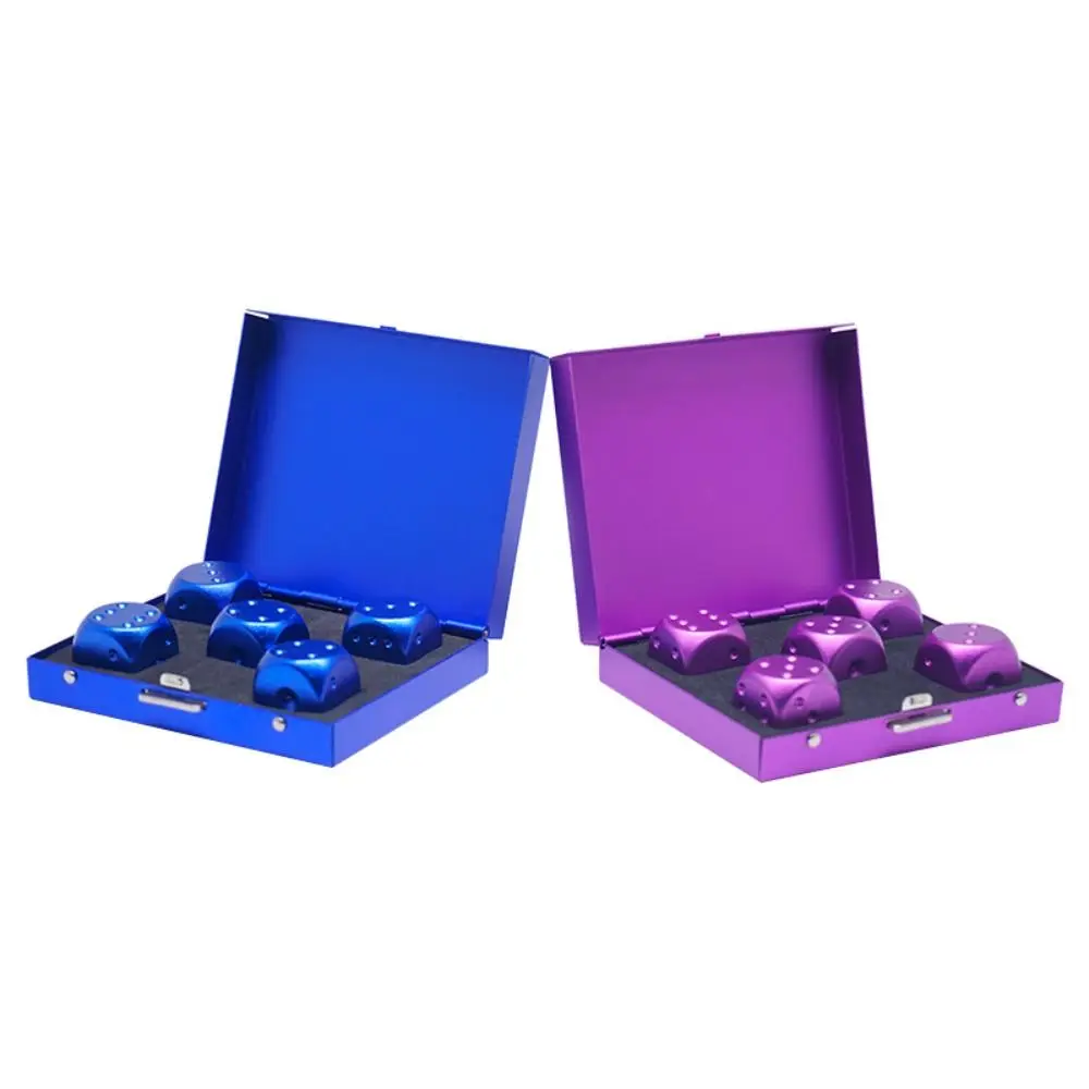 

Aluminum Alloy 5 in1 Metal Dices with Case 6 Sided Metal Solid Dice Metal Cube Figurines Rounded Corners Dice Set