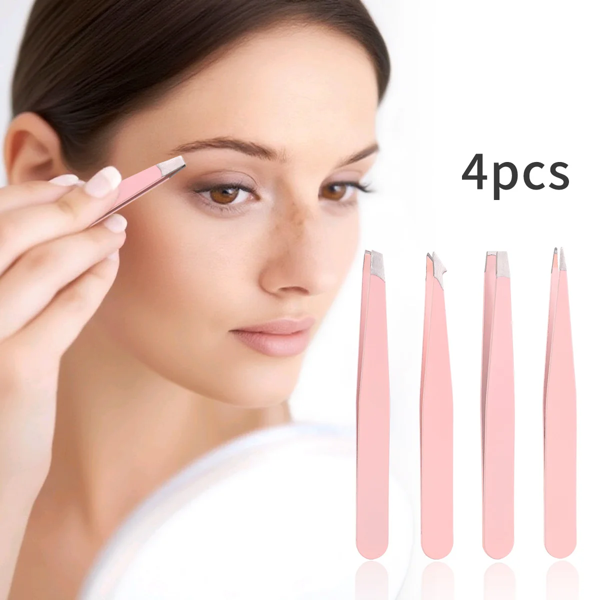 4pcs high-precision stainless steel tweezers, four different opening shapes, can be used for facial hair, unisex