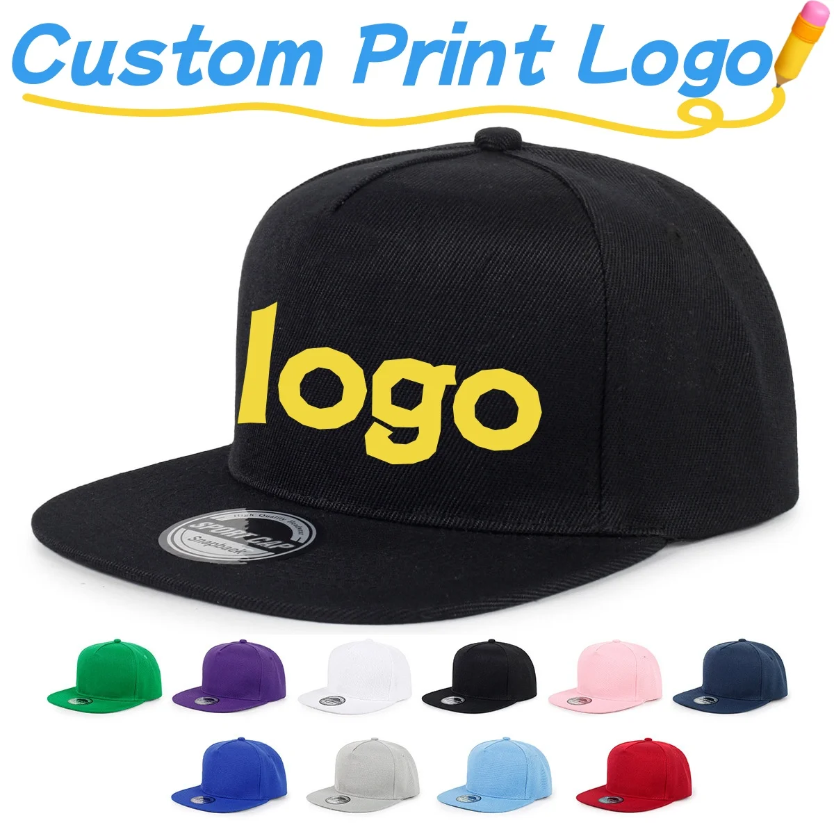Customized Printed Logo Solid Color Flat Eaves Snapback Caps Sunscreen Baseball Cap Suitable For Both Men And Women