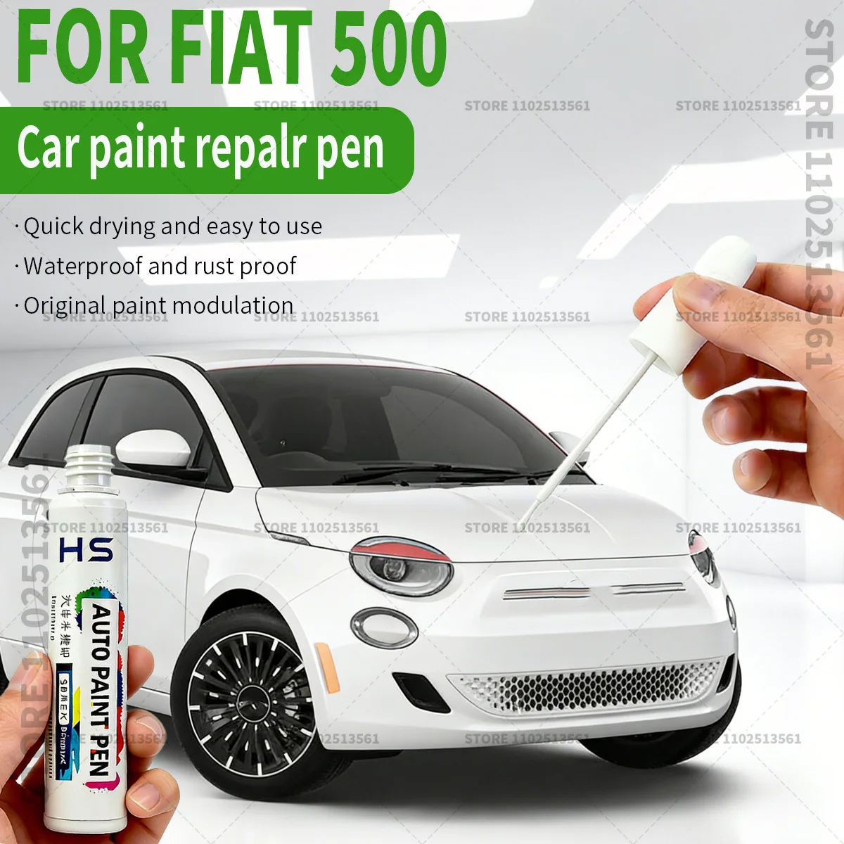 For 2007-2025 Fiat 500 Car Paint Repair Pen Restores Original Factory Paint Finish Black Red KRA White Silver Yellow Orange