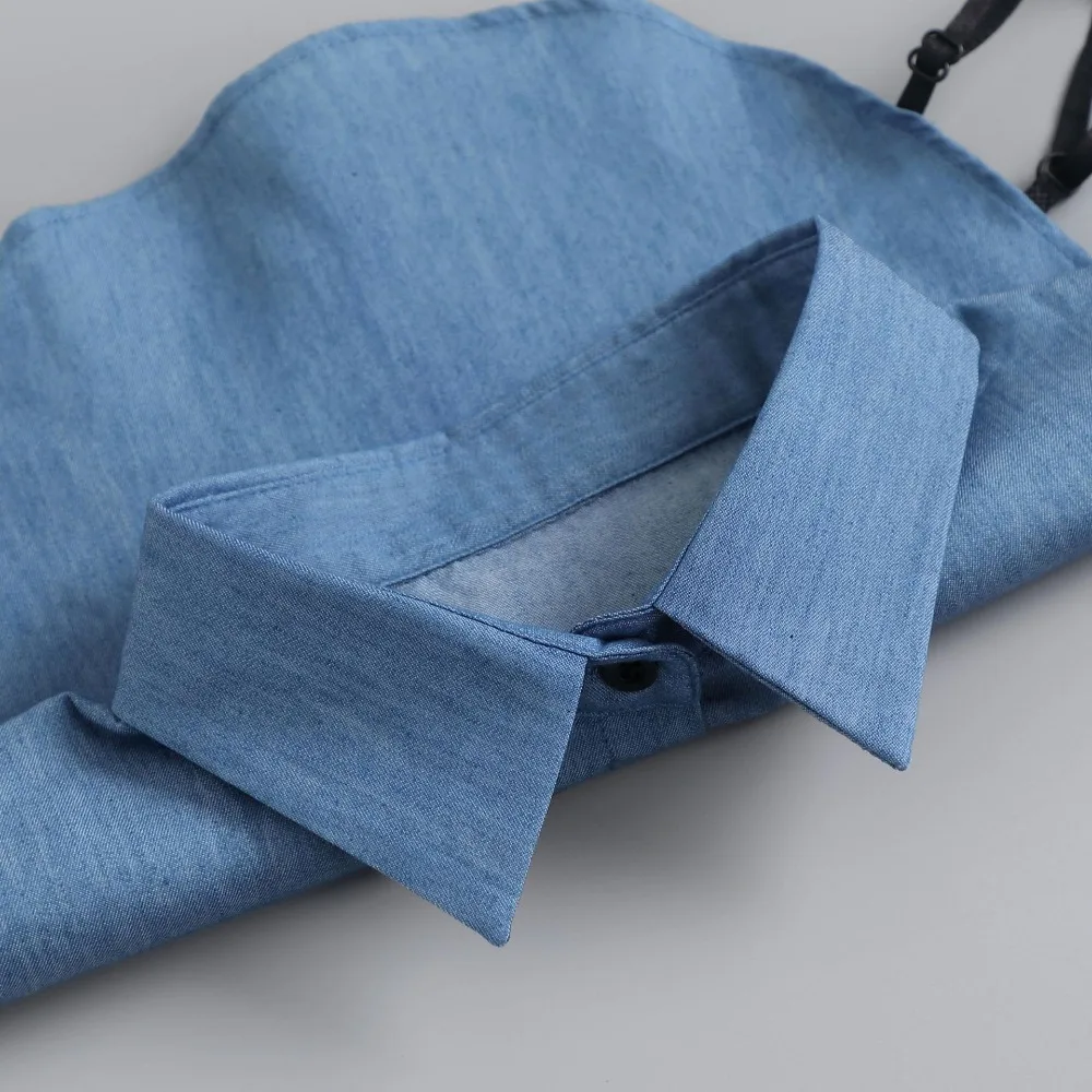 

Adjustable Straps Denim Fake Collar Korean Style All-match Turtleneck Fake Collar Solid Color Clothes Accessories Shirt Collar