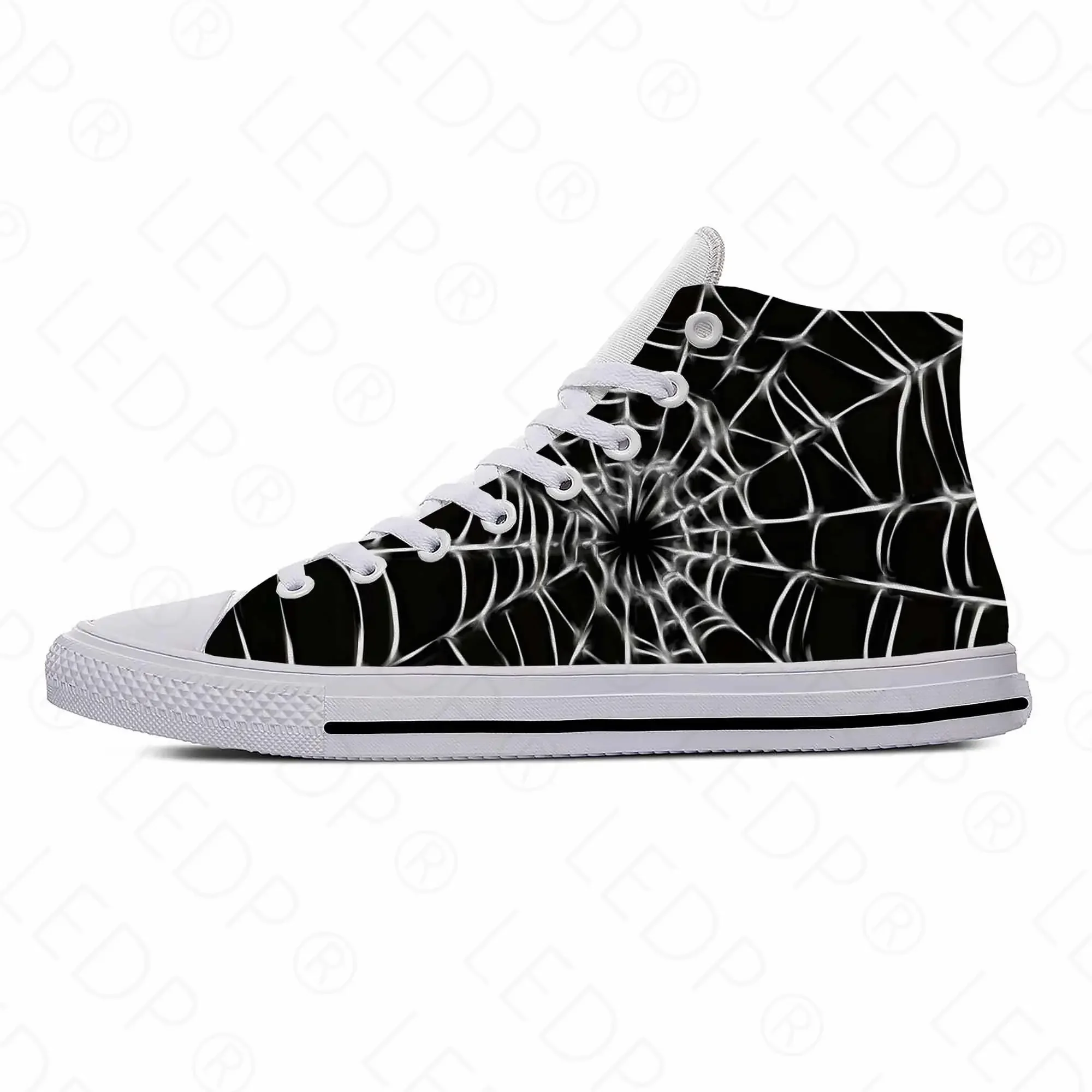 Spider Web Pattern Cobweb Spiderweb Funny Fashion Casual Cloth Shoes High Top Lightweight Breathable 3D Print Men Women Sneakers