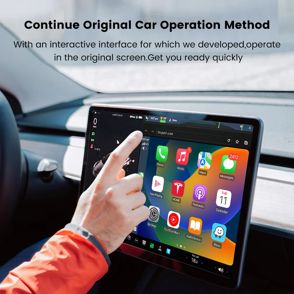 Carlinkit Wireless CarPlay Android Auto Adapter For Tesla Model 3 Model Y S X Wireless Car Play for Waze Spotify Bluetooth