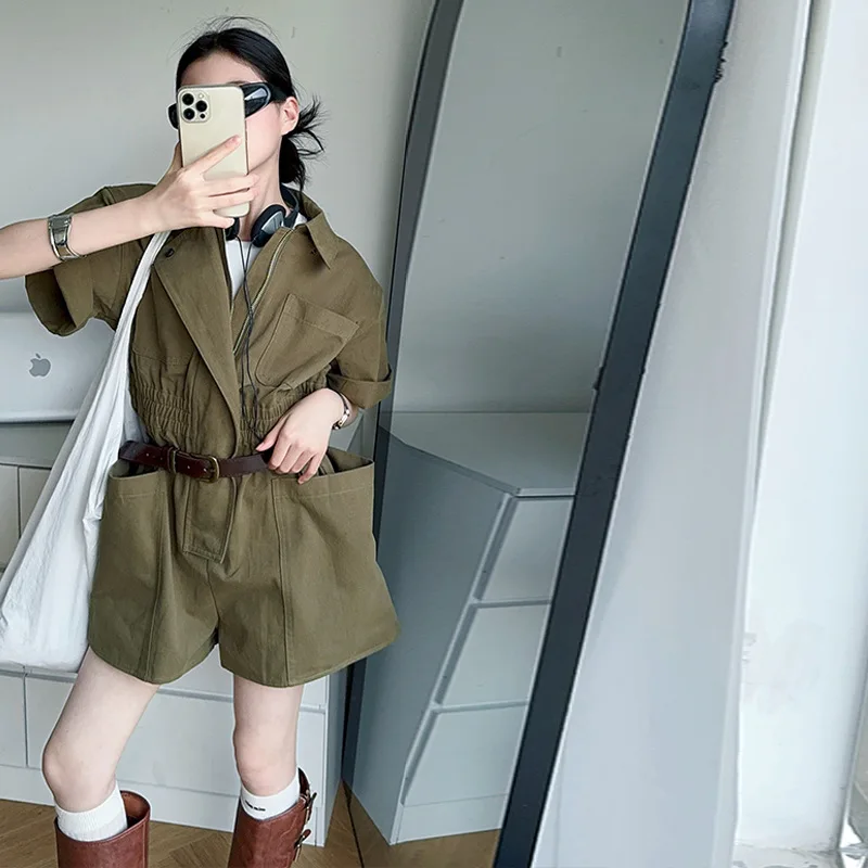 

Teens Girls Romper Jumpsuit Summer Trendy Big Pockets Cargo Shorts Fashion Loose Fit Overalls for Kids Casual Children Bodysuits