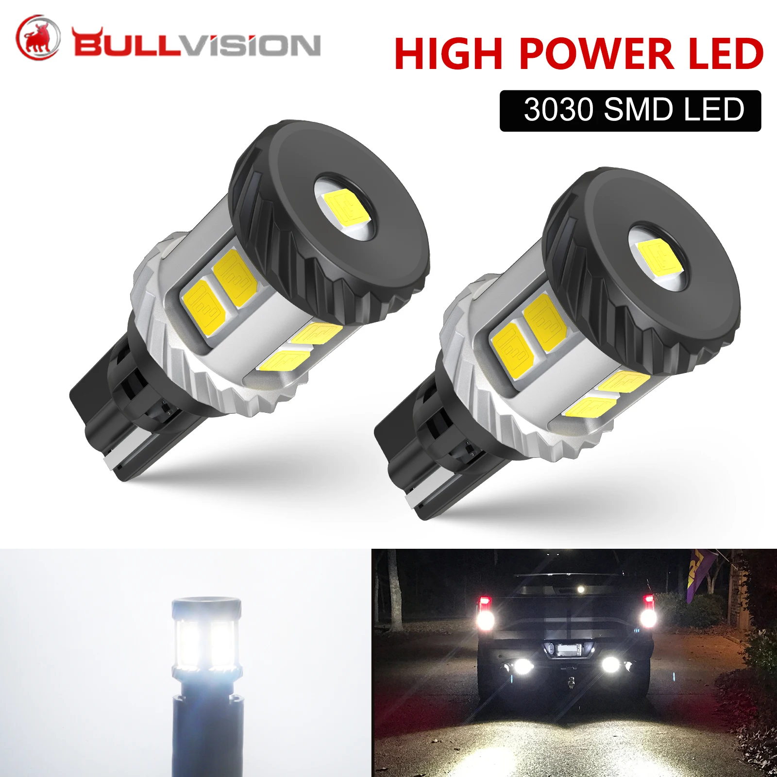2Pcs T15 LED Lamp Light W16W LED Canbus No Error 12V 3030 SMD 912 921 Bulb Car Backup Reverse Light Auto Lamp 6000K White 12V