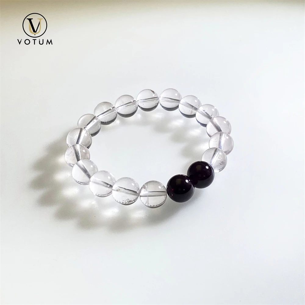 

Votum Natural Rose Quartz Red Star Garnet Bracelet for Women Lady Birthstone Gift for Girl Semi-precious Gemstone Beads Jewelry