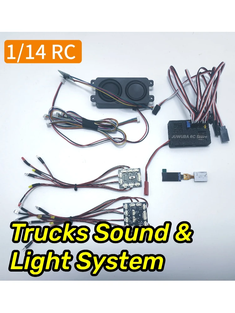 RC Speelgoedtruck Geluids- en lichtsysteem voor Tamiya Scania V8 Open pijp 143 MAN TGX FH16 Actros Unimog Kenworth Tractor Truck 1/14 RC - afbeelding 2