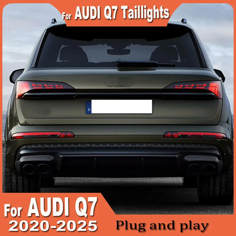 

Светодиодный задний фонарь для Audi Q7 2020 2021 2022 2023 2024 2025, автомобильный задний фонарь, динамический фонарь дальнего света, плавный указатель поворота