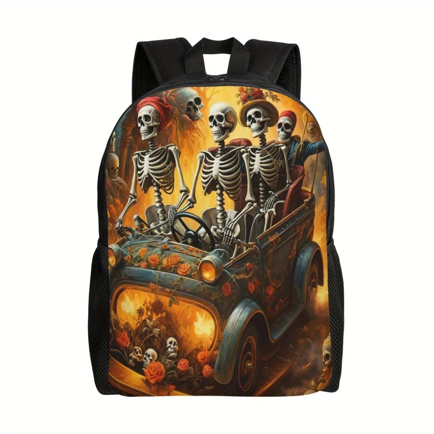 Skeleton World Printed Street Style Cool Men's Backpack, Casual Bag for Daily Commuting, Strolling, and Outdoor Activities