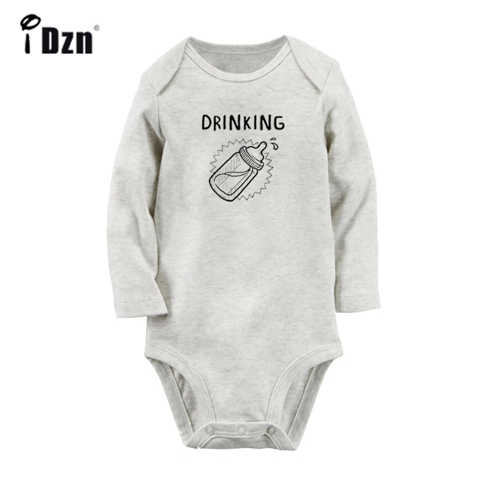 Buddies Drinking Milk Cute Twins Baby Rompers Baby Boys Girls Fun Print Bodysuit Infant Long Sleeves Jumpsuit Kids Soft Clothes