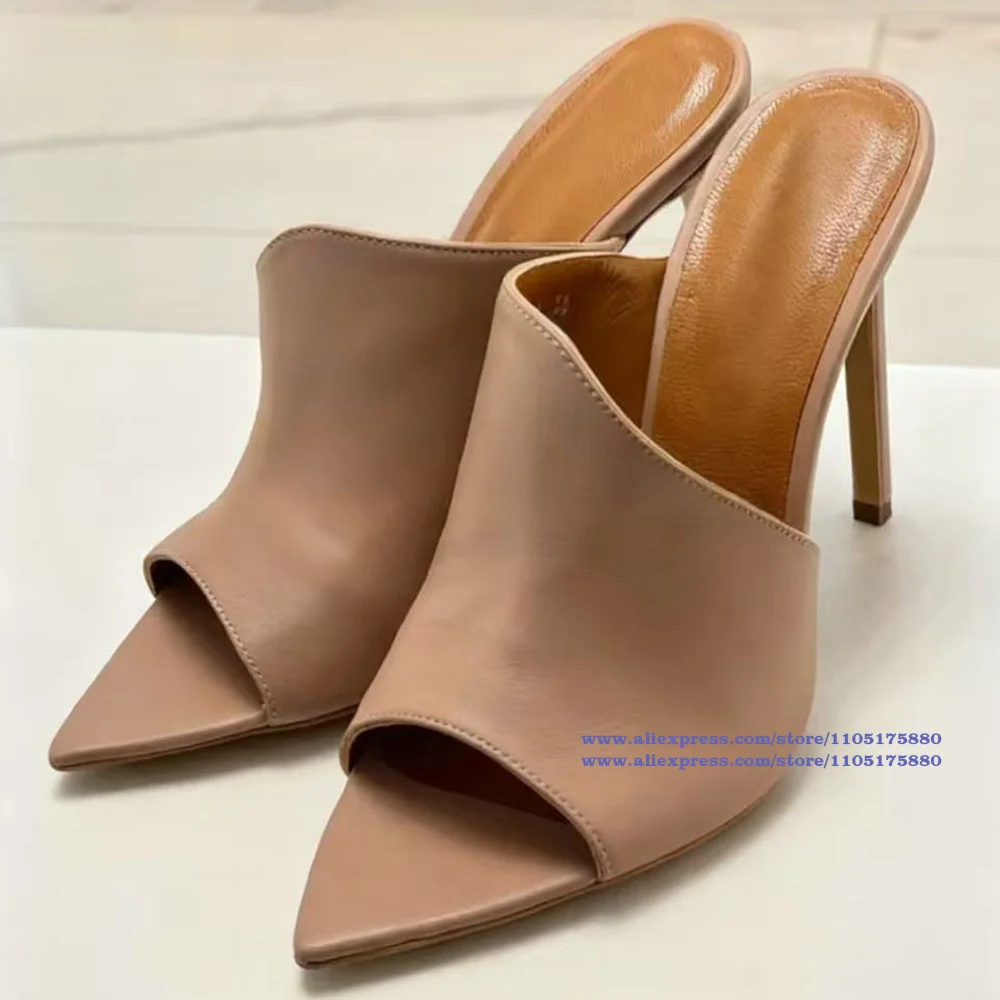 

Irregular Cut Mules Slippers Sexy Pointy Toe Stiletto Heels Slippers Luxury Designer Dress Party Shoes Sandalias De Mujer Verano