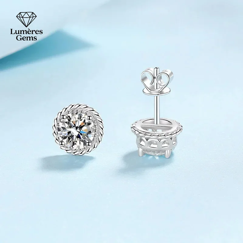 

Real Moissanite 0.5/1CT Platinum PT950 Stud Earrings For Women Colorless Sparkling Ideal Cut Lab Windmill Diamond Bridal Jewelry