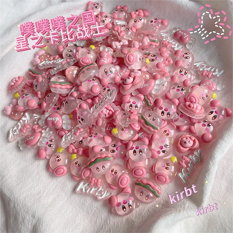 2cm ice-clear Kirby resin charm, cute cartoon 3D little pendant, DIY hairpin, earrings, bracelet, handmade accessory, 1/30 piece