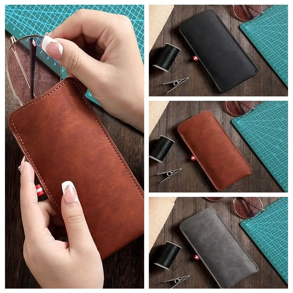 Rectangle PU Leather Glasses Bag Glasses Protective Solid Color Sunglass Storage Bag Waterproof Jewelry Packing