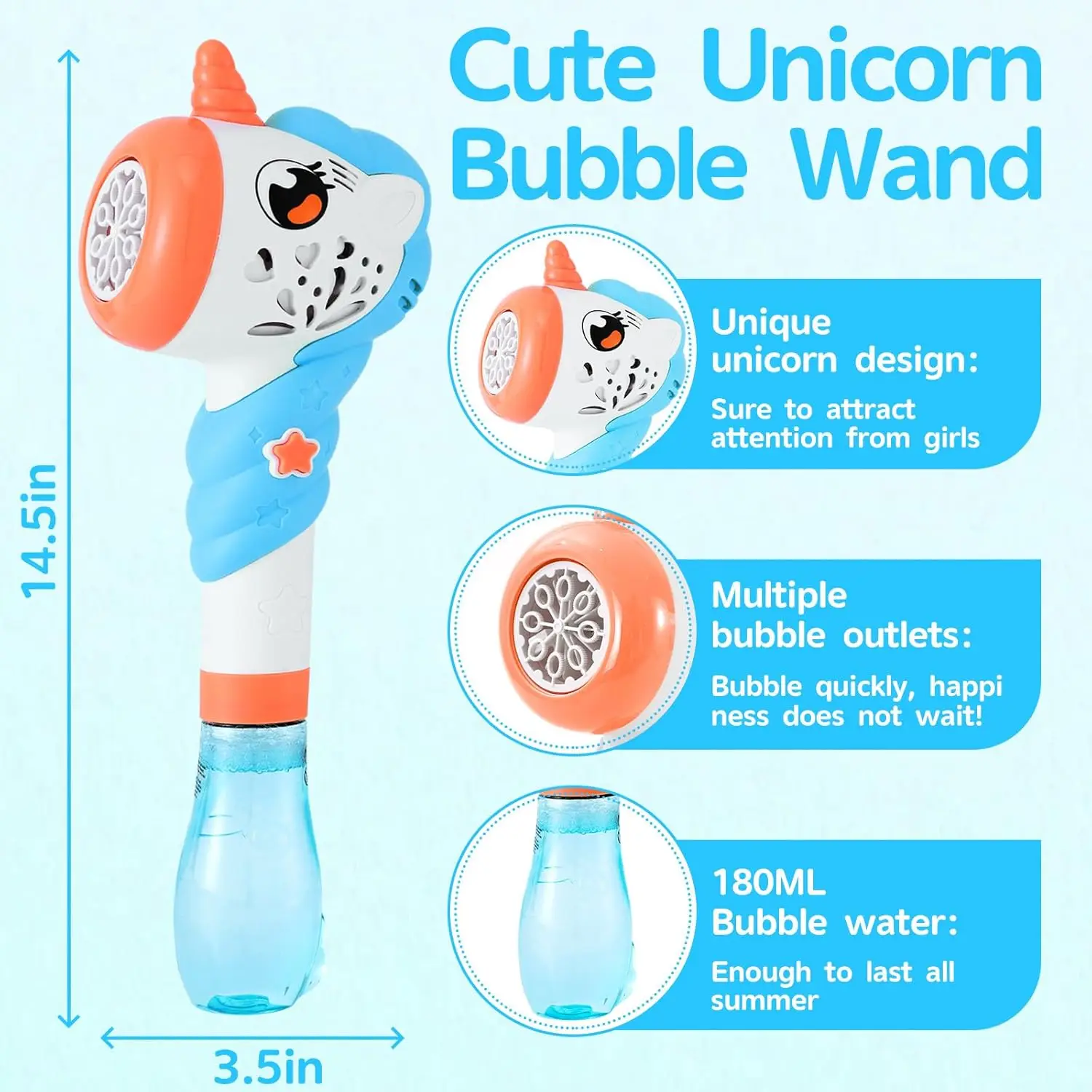 1Pc Bubble Machine Wand for Kids 1-8, with music & light, auto bubble maker, ideal for parties, Easter & outdoor gifts.