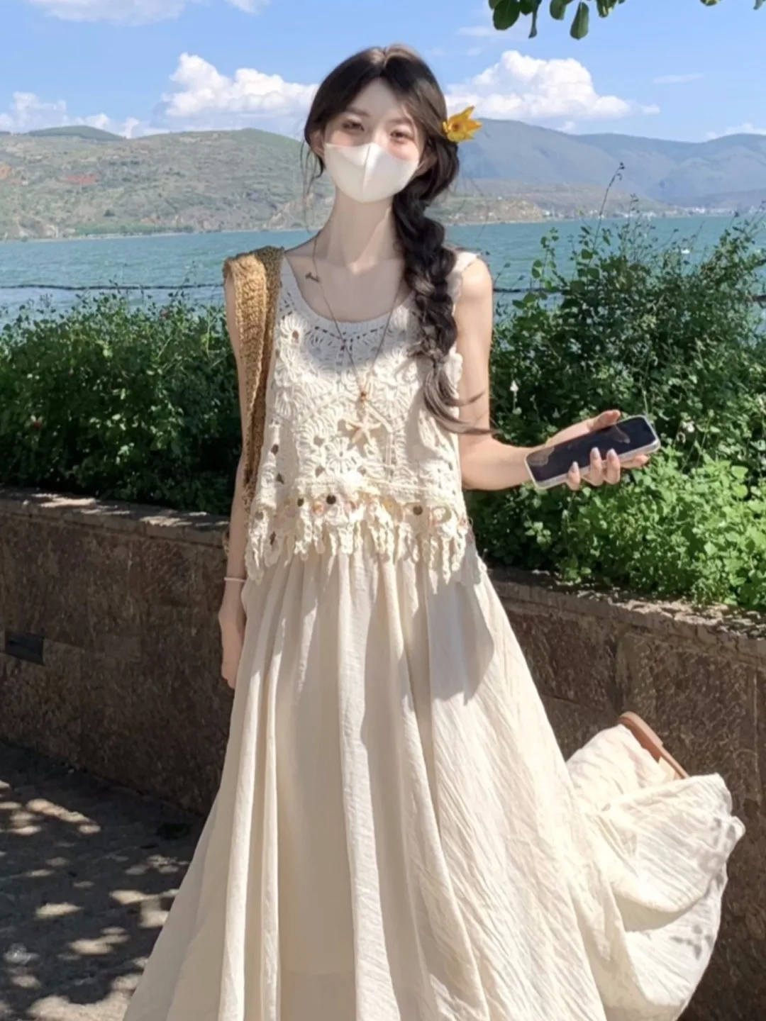 

Summer Bohemian Ethnic Fashion Set Unique Style Tourist Wear Small Size Friendly Breathable Lightweight No Elasticity
