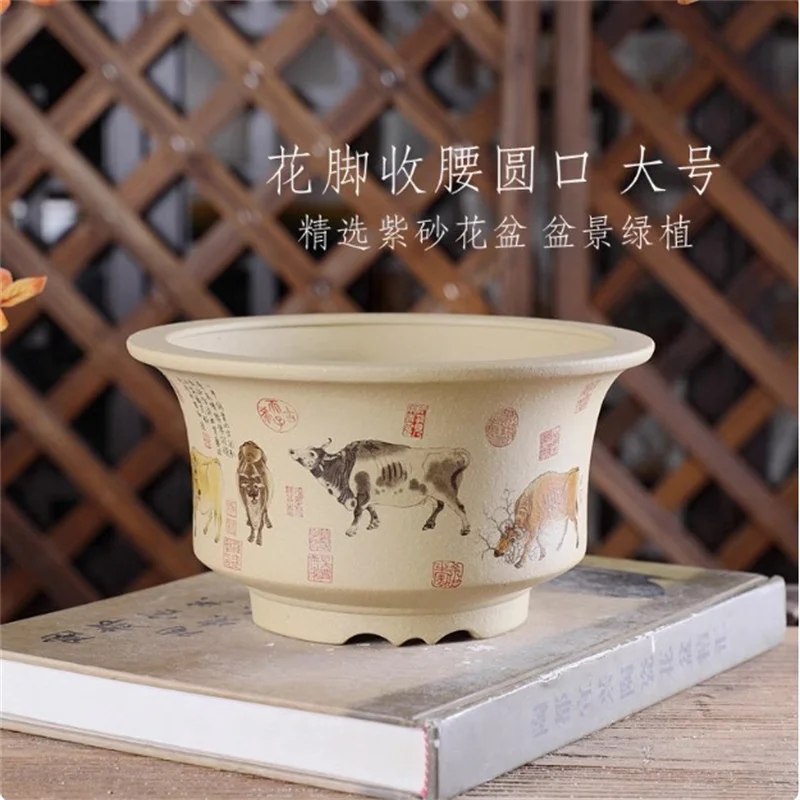 Ceramic Round Bonsai Pot,Flower Plant Pot,Home Sill Indoor Decoration