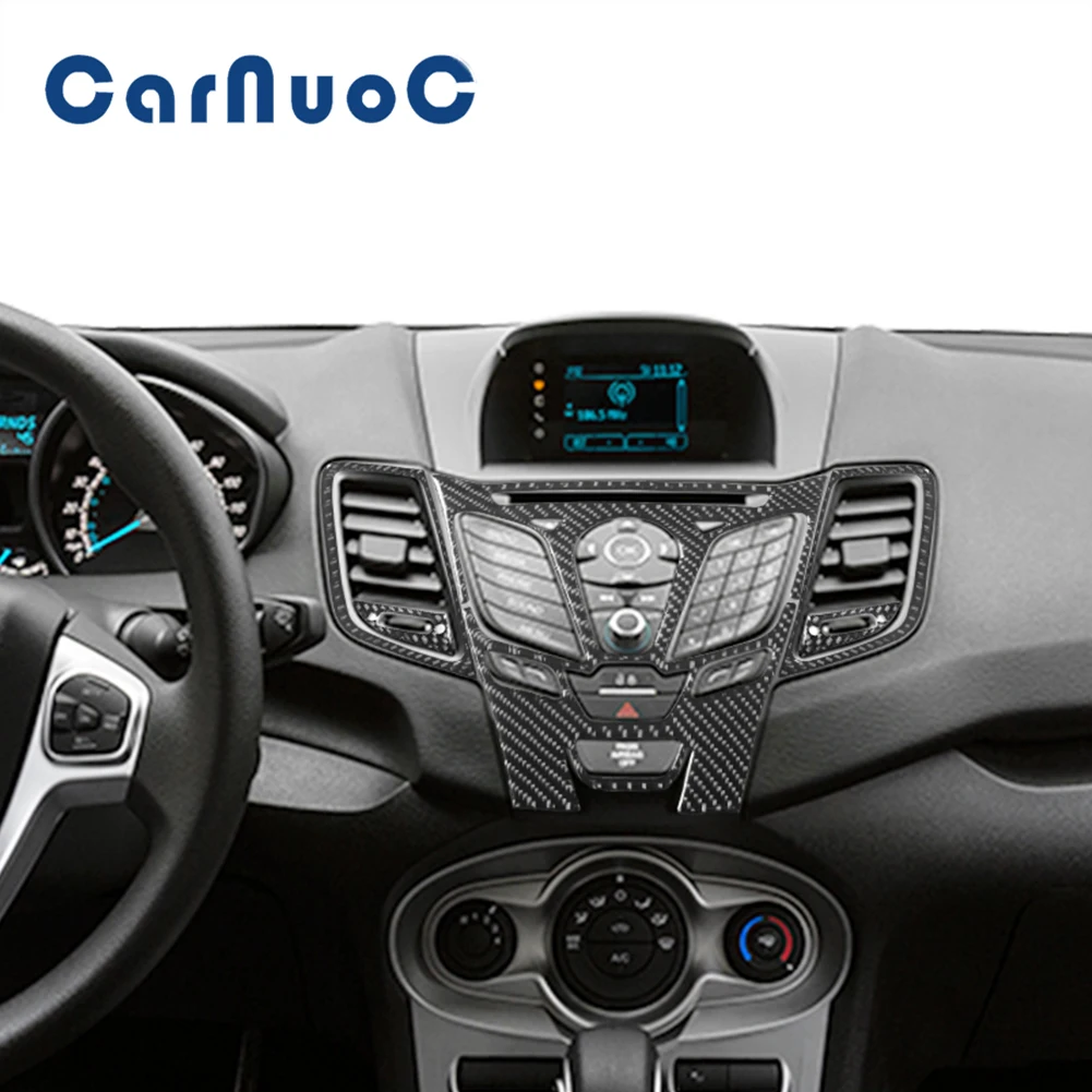 

For Ford Fiesta 2011-2015 Console Stickers Car Decorative Strip Accessories Auto Carbon Fiber Interior Mouldings