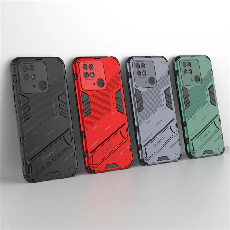 For Xiaomi Redmi 10C 4G Case Rugged Armor Silicone Shockproof Phone Cases For Redmi10C 10 C 220333QBI Stand Holder Back Cover