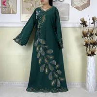 Nouvelle robe africaine pour femmes, robe dashiki en mousseline de soie, abaya à manches longues, vêtements décontractés islamiques pour femmes, robe longue musulmane à diamants 6