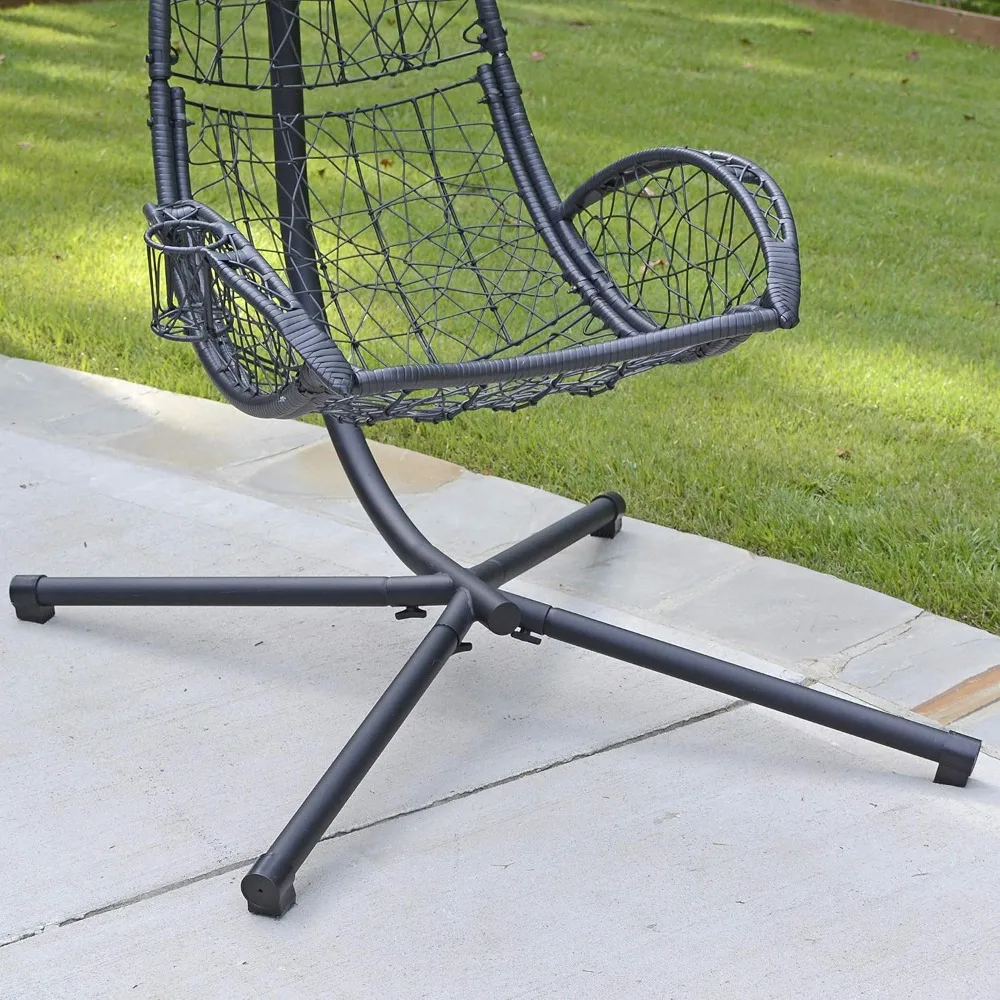 Cushioned Rattan Wicker Hanging Chair with Stand, Customized