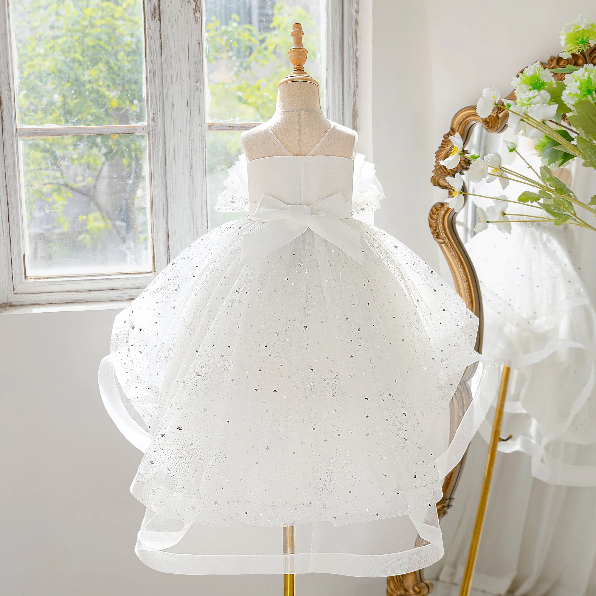 Fashion Baptism Party Girls Dress Elegant Sequin Birthday Wedding Prom Princess Dresses Girl Bridesmaids First Communion Costume image 2