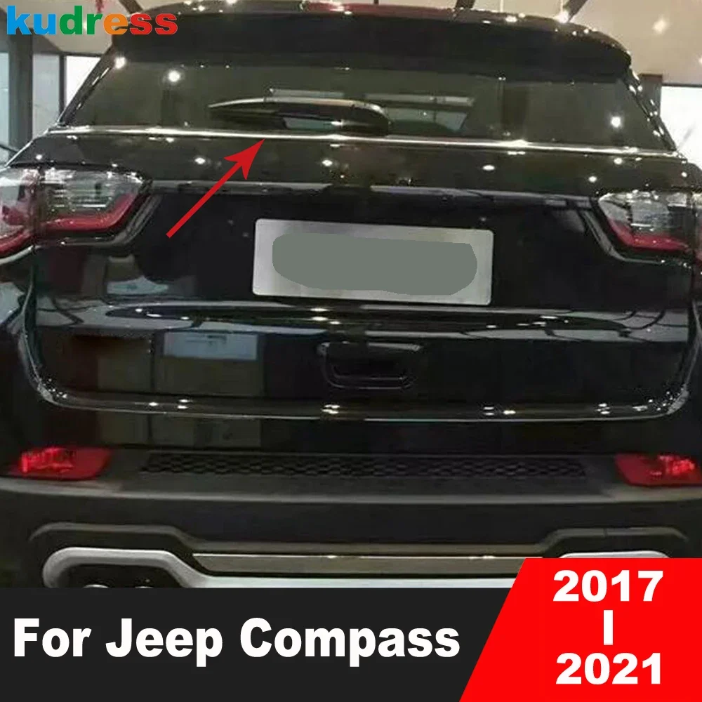 For Jeep Compass 2017 2018 2019 2020 2021 Stainless Steel Car Rear Trunk Lid Cover Trim Tailgate Molding Strip Accessories