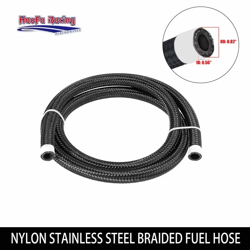 

Universal Fuel Oil Hose Black Nylon Stainless Steel Braided Pipe Gas Cooling Rubber Oil Cooler Hose AN10 10AN 20FT Each