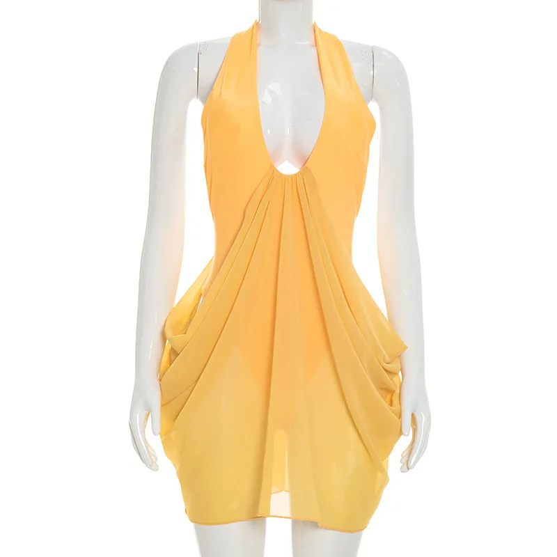 ชุดมินิเดรสเซ็กซี่แบบเว้าหลัง - Y2K Backless Halter Mini Dress บทวิจารณ์และราคา