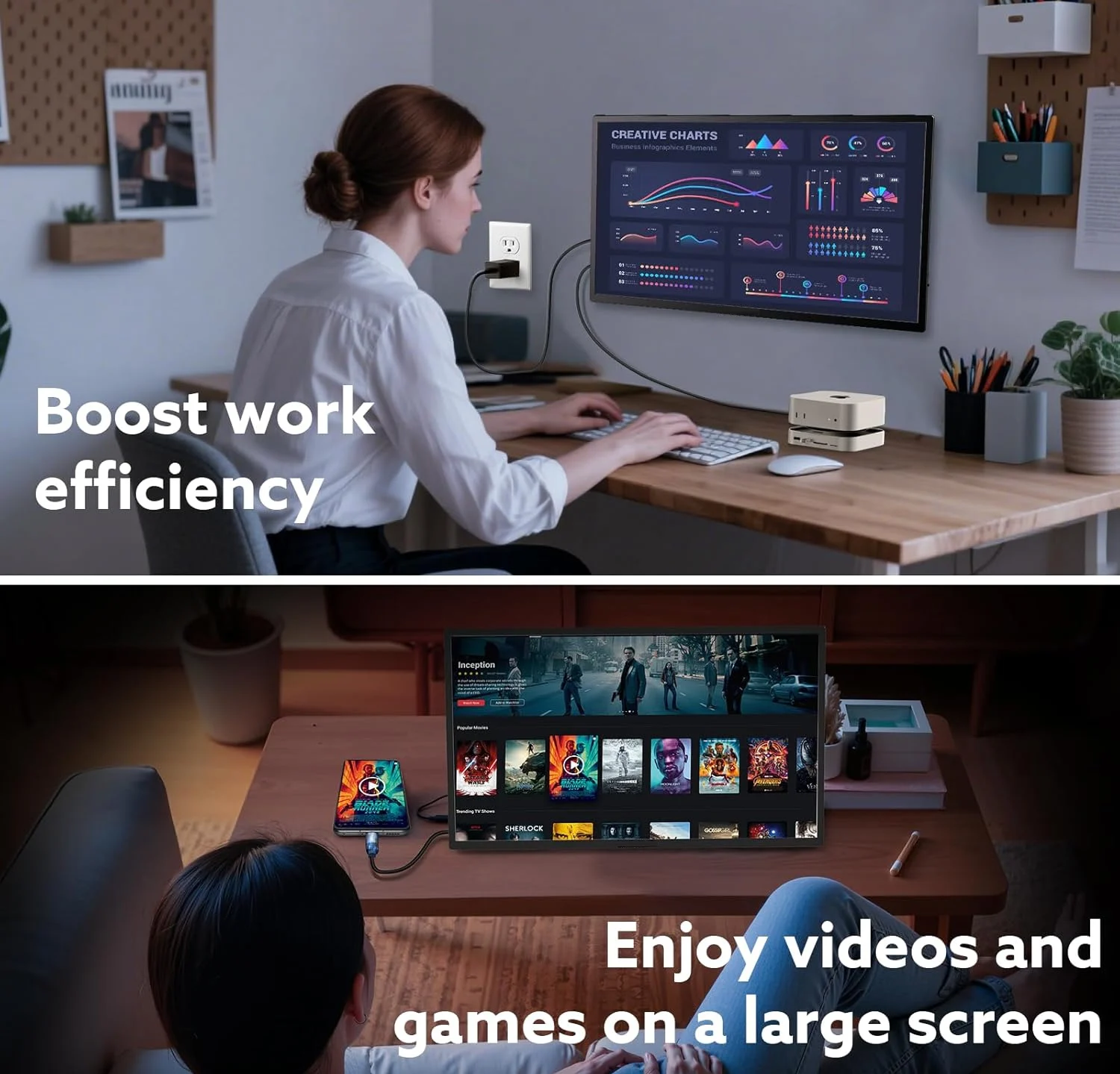AHXJKA شاشة ألعاب محمولة مقاس 23.8 بوصة 120 هرتز 1080P HDMI شاشة لمس خارجية لأجهزة الكمبيوتر المحمول وأجهزة Xbox Gamer شاشة عرض للهاتف المحمول HDR