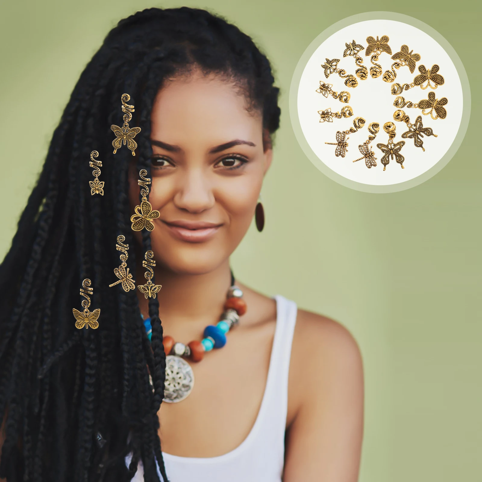 

12 Pcs Retro Hair Accessories Combination Butterfly for Women Accessory Styling Tools Braids Clips Rings