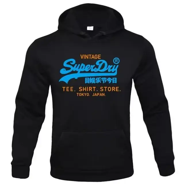 Superdry Print Warm Teen Student Hooded Sweatshirt Casual Men Women Outerwear for Running Sportswear Boy Girl Hoodie Pullover