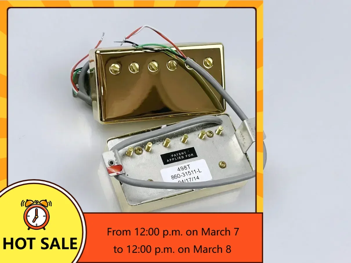 

QX Music Store----brand new-Alnico V Guitar Pickups 498R 498T Humbucker Pickup Set Golden Cover Electric Guitar