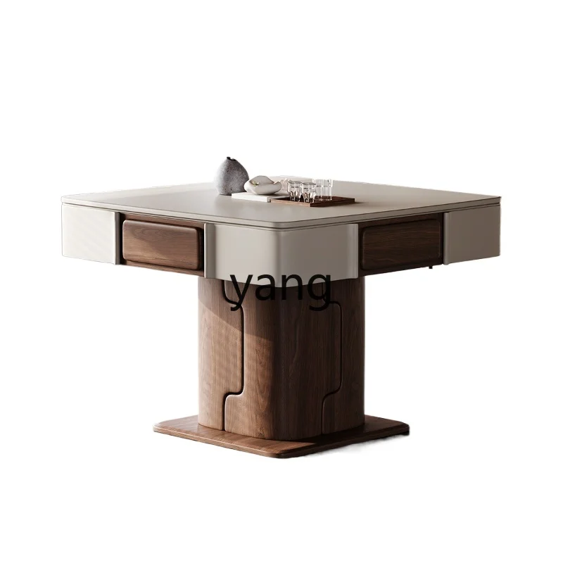 CX New Chinese Style Solid Wood Mahjong Table Rubber Wood Dining Table Dual-Use Automatic