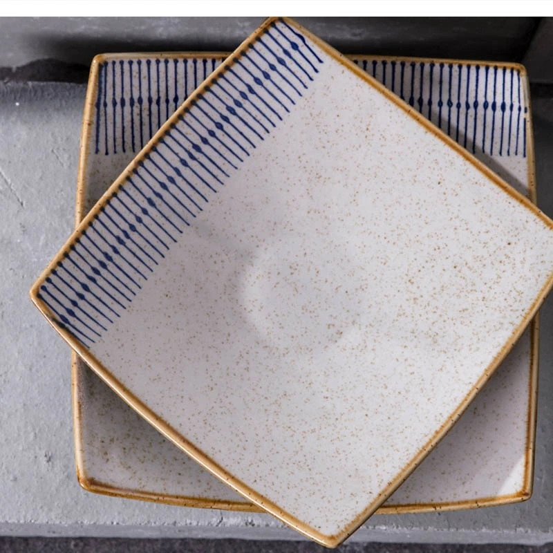 Japanese-style Ceramic High-end Four-square Steak Sushi Dessert Dumpling Kitchen Tableware