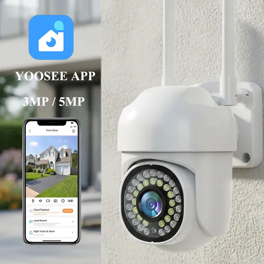 

IP-камера Yoosee HD 3MP/5MP, уличная, водонепроницаемая, с цветным ночным видением, автотрекингом, двусторонней аудиосвязью, беспроводная, для видеонаблюдения