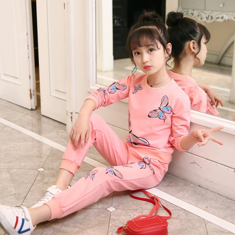 

Girls Suits Spring Autumn Children Long Sleeve T-shirt + Pants Sports Suit 2pcs Casual Kids Girl Clothes Outfits 6 8 10 12 Years