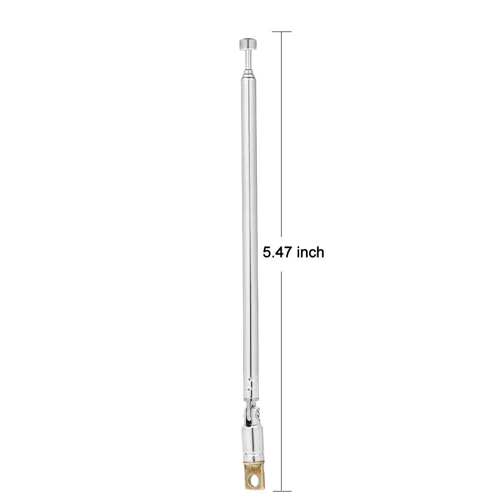 1Pcs Telescopic FM Radio Antenna 4 Sections Chromium-plating Copper Antenna 360° Rotatable