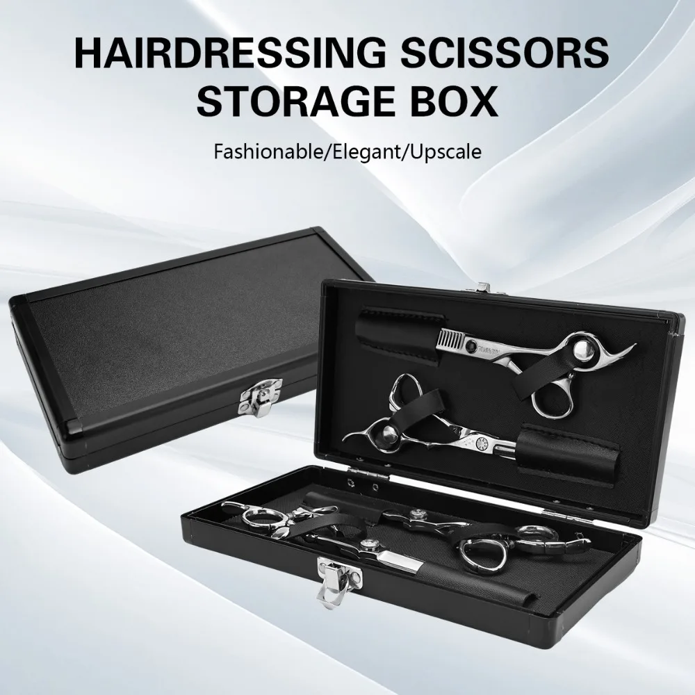 

Hairdressing Hair Scissors Storage Box Shockproof Fall Barber Tool Hard Leather Toolbox Portable Toolkit Shears Storage Case