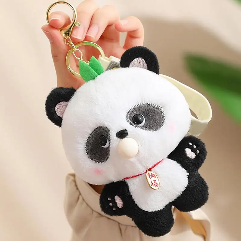 Animals Keyring Panda Keyring Portable Panda Anime Plush Key Chain Decor For Car Schoolbag Purse Bag