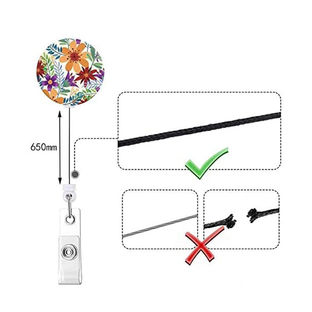 3PCS Badge Reels Retractable Flower Badge Holder with Alligator Clip Id Name Tag Holders for Office Worker Nurses